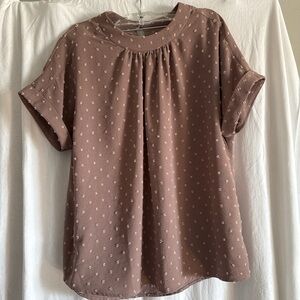 Brown Short Sleeve Blouse